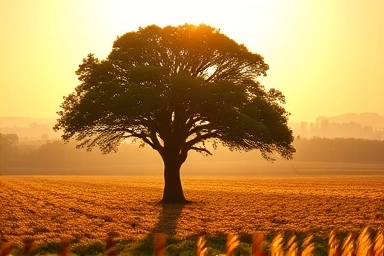 Mature oak tree on land, symbolizing long-term land investment growth.